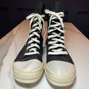 Rick Owens DRKSHDW Ramones black high top canvas sneakers size 42